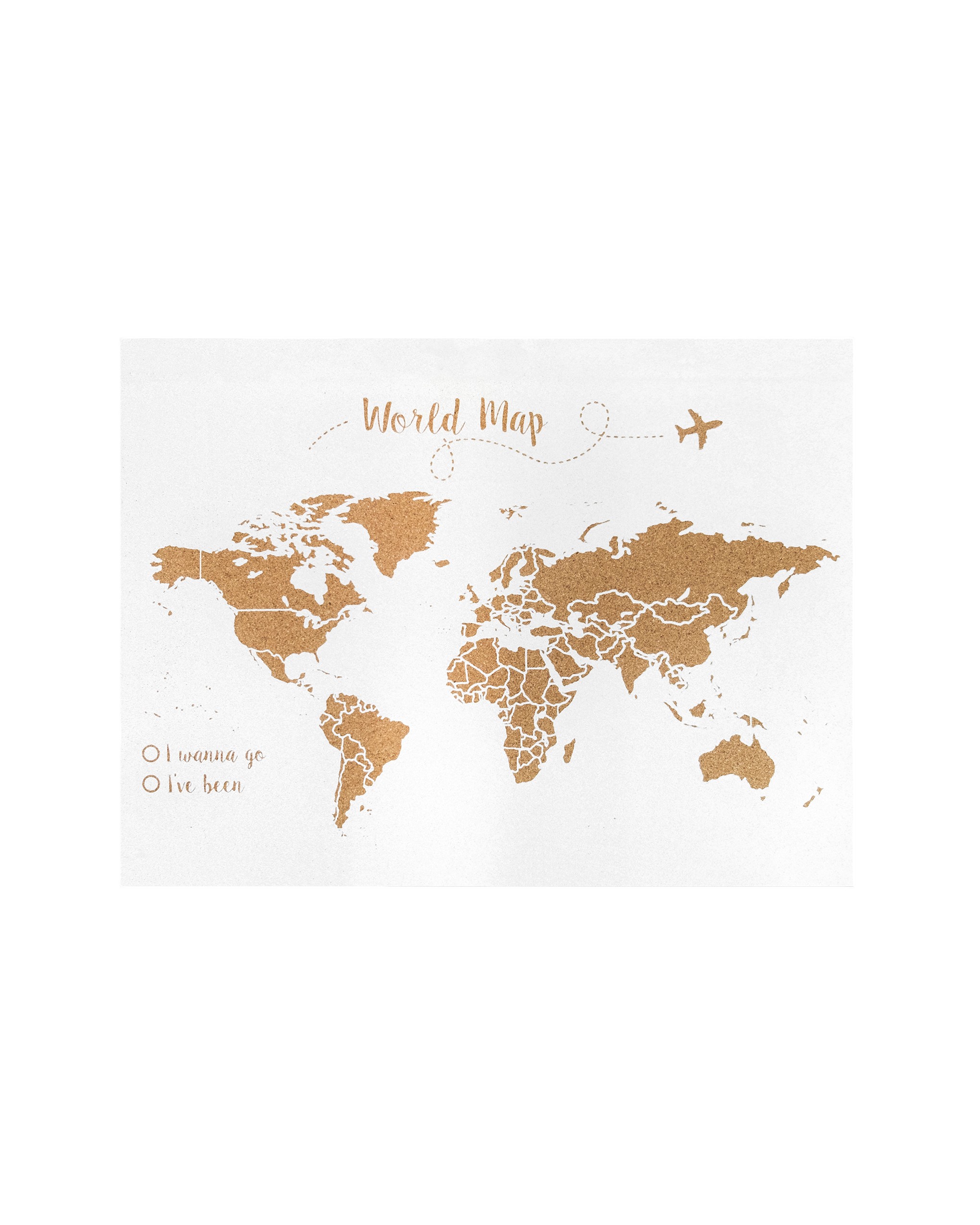 Decowood - Mapa Mundi de Corcho, Grande, para Marcar Tus Viajes por el Mundo,  Añadir Fotos y Colgar en la Pared como Decoración, Color Blanco - 90x60cm :  : Oficina y papelería