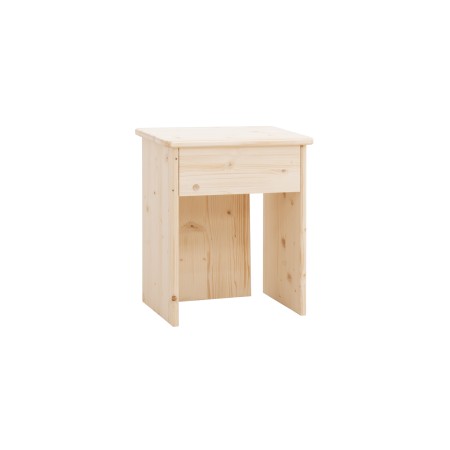 Mesita de noche de madera maciza en tono natural de 50x42cm